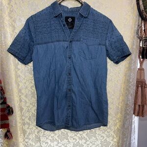Cotton On Blue Button Down Shirt medium bandana print